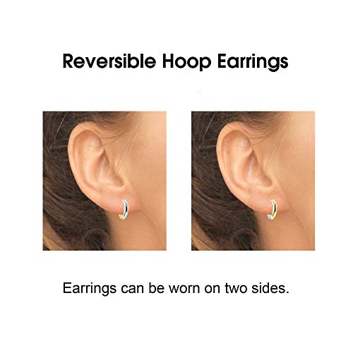 B. BRILLIANT Two-Tone Reversible Sterling Silver Huggie Hoops #TOP19