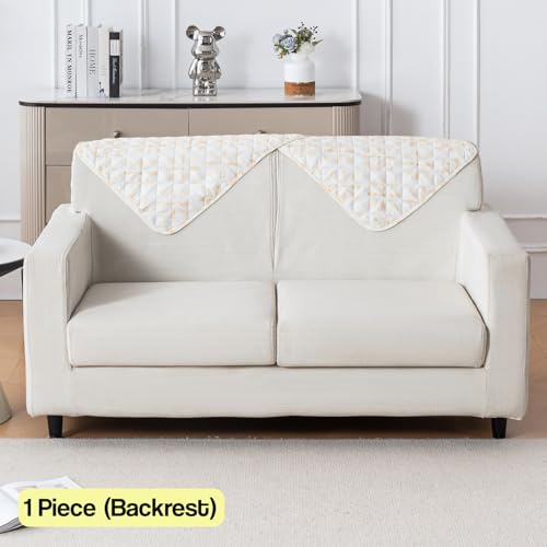 Image of House of Quirk 'Mughal Series' Printed Quilted Sofa Cover for 1 /2 /3 /4 Seater - Anti-Slip, Washable Couch Protector Slipcover (Backrest, Sunny Bloom, 50x70 cm)