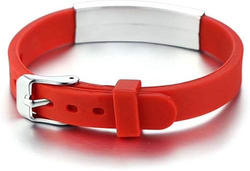 Miniatura 3 de Pulsera ajustable de acero inoxidable y silicona negra con hebilla de cinturón ajustable de alerta médica para hombres y niños