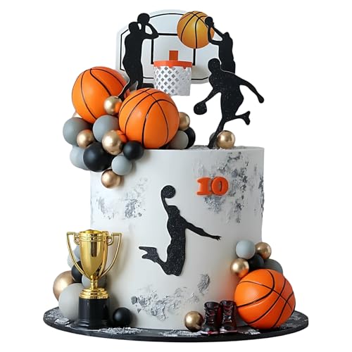 Basketball Cake Toppers Qoadwem 29pcs Basketball Hoop Cake Decorations Sport Cake Party Decorations Sports Party Supplies With Cake Balls