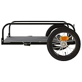 vidaXL Fahrradanhänger, Anhänger für Fahrrad, Lastenanhänger mit Deichsel Sicherheitsflagge, Transportanhänger 30kg, Schwarz Eisen