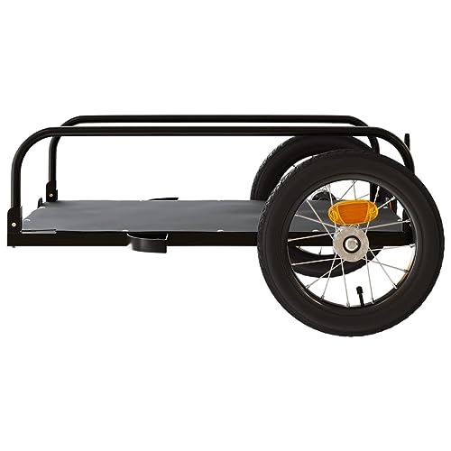 vidaXL Fahrradanhänger, Anhänger für Fahrrad, Lastenanhänger mit Deichsel Sicherheitsflagge, Transportanhänger 30kg, Schwarz Eisen