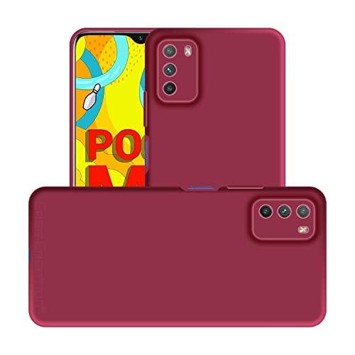 Image of Case Creation Liquid TPU Silicone Cover for Redmi 9T Soft Case,Anti-Dirty Slim Case Frosted Matte Cute Candy TPU Raised Bezel (Splash of Color) Back Case Cover for Redmi 9T - Glamour Red