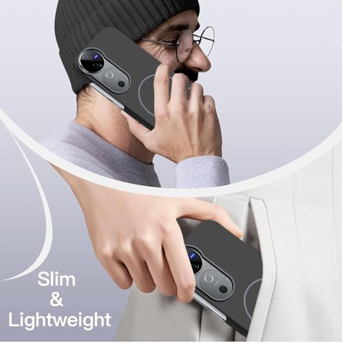 Image of KARWAN️Magnetic Ultra Slim-Fit Back Case Cover for Vivo V40 |Hard PC Case Cover| Ultra-Thin & Light Weight with [Ultra Premium Feel] Case for Vivo V40(6.8 inch)(Black)