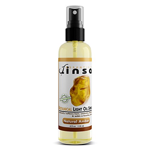 Jinsa Essentials | Botanical Light Oil Spray | 100% Natural Vegetable Ingredients | Moisturizes Hair Without Build-Up Adds A Beautiful Shine | Leaves A Wonderful Scent (4oz. Amber)