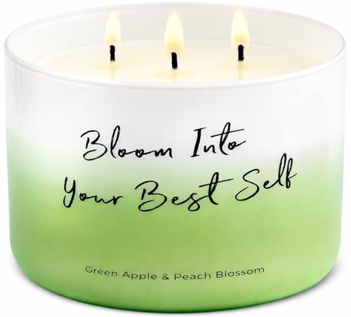 Green Apple Peach Blossom Scented Soy Candle - Large 3-Wick