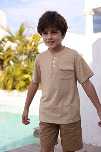 Kindenergy Boys Short Sleeve Tee Shirt Summer Button Down Tees Dress Henley Shirts with One Pocket4