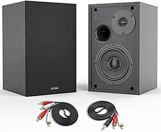 Bookshelf Speakers, BESTISAN 4 Inch Powered Bookshelf Speakers with Deep Bass, Bluetooth 5.0 Studio Monitor Speakers, 2.0 Neared Field Audio Speakers with 2 RCA Line Input, Set of 2 Black-New Model