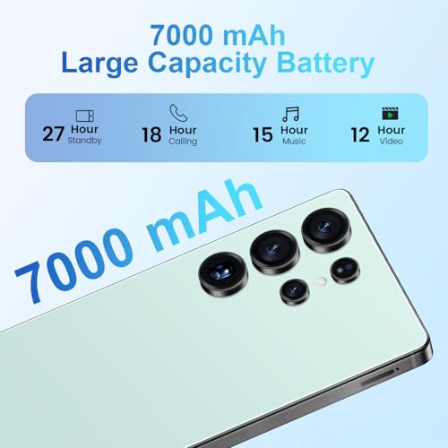 Image of S25 Ultra 5G Unlocked Smartphone,12GB+512GB Fully Cell Phone for Android 14, 6.99 inch Unlocked Cell Phone, 7000mAh, 68MP+108MP Dual Camera /Dual SIM /Fingerprint Lock /Face (Cyan)