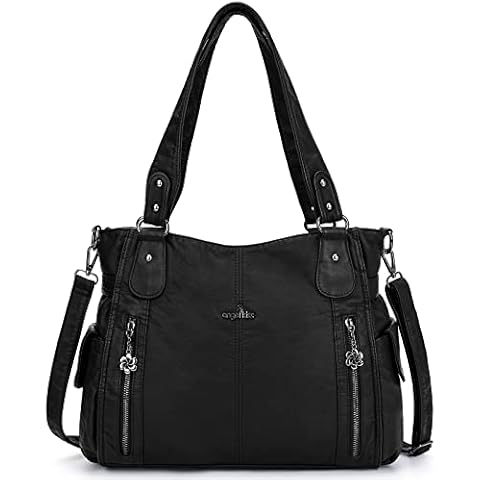 ZOCAI AngelKiss Handtasche Damen Schultertasche Multifunktionale Umhängetaschen Gewaschenes Veganes Leder Wasserdicht Cover