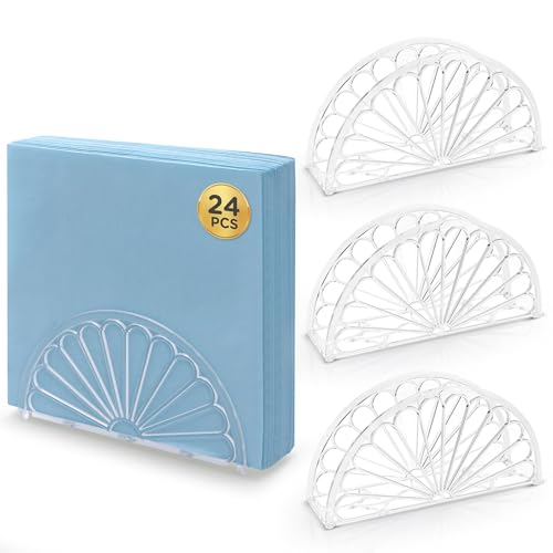 5.75 Inch Clear Plastic Napkin Holder - 24 Pieces (Fan Design)