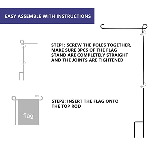 Phitric Garden Flag Holder Stand, Premium Powder-Coated Yard Flag Pole, Weather-Proof Black Metal Flagpole For Winter Garden Flag/Christmas Garden Flag/American Flag/Outdoor Garden Decor #TOP5