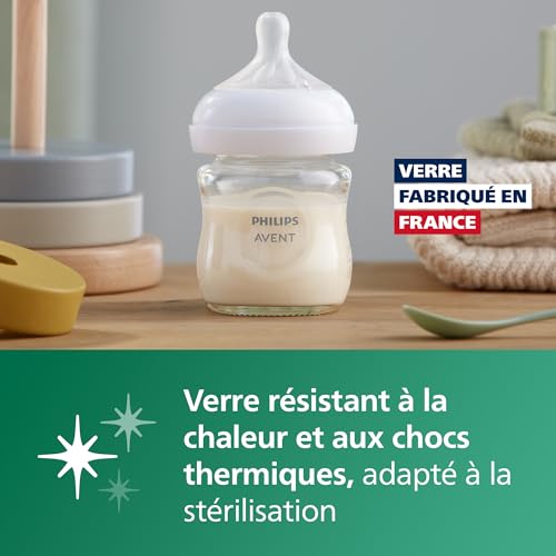 Philips Avent Natural Response - Biberon en verre 125 ml avec tétine à débit lent (Débit 2), SCY930/01 – vue 3