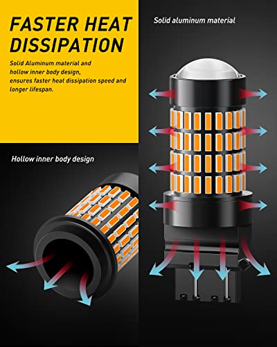 Image of AUXITO 3157 LED Bulbs Amber for Turn Signal Lights, Super Bright 3056 3156 3057 4157 LED Bulbs with Projector for Turn Signal Blinker Reverse Back Up Parking Marker Brake Tail Lights