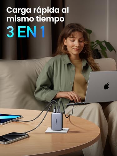 Miniatura 3 de UGREEN Nexode 100W Cargador USB C Carga Rápida Múltiple Tipo C GAN | 3 Puertos PPS 45W Compatible con iPhone 17 Pro Max Air 16 15 Galaxy S26 25 24 Pixel 10 Pro iPad MacBook M5 M4 Steam Deck