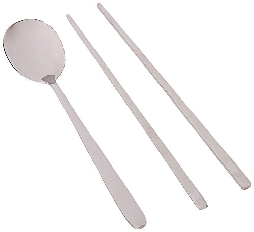 1 X Stainless Steel Chopstick & Spoon Set