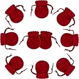 wanerxin 10pcs Mini Small Velvet Drawstring Pouches Gift Bags for Jewelry,Ring,Earrings,Earphone,Wedding Favors, Party Favors,2.7' X 3.6'(red)