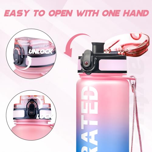 Image of Water Bottle 32 oz Motivational Time Marker Tritan Bottle
