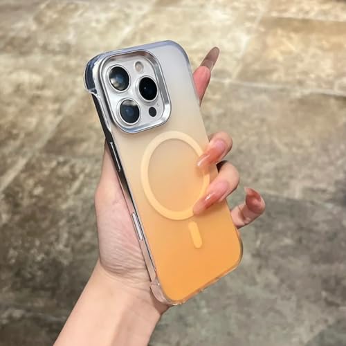 Coque iPhone 15 dégradée orange mate sans cadre antichoc magnétique