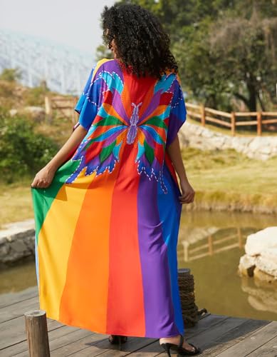 Image of NFVNKJ Women's Plus Size Beach Lounge Kaftan Maxi Dress Swimsuit Coverup for Women