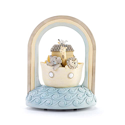 Image of DEMDACO Noah's Ark Blue and Yellow 6 x 5 x 3.5 Inch Musical Figurine Plays Over The Rainbow