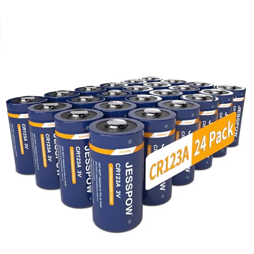 JESSPOW CR123A 3V Lithium Battery 24 Pack, 123A Lithium Batteries 3 Volt High Power for Flashlight, Camera, CR17345, 123, CR123 [Non-Rechargeable]