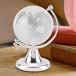 Mini World Globe, Glass Globe World Globe with a Metal Base for Office Decor Silver Ornaments for the Home