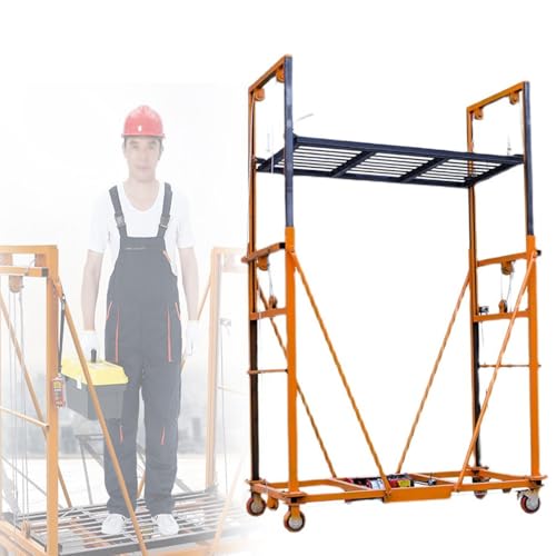 Andamio plegable eléctrico con control remoto, capacidad de carga de 1100 libras, altura ajustable hasta 5 m, ideal para construcción y uso industrial