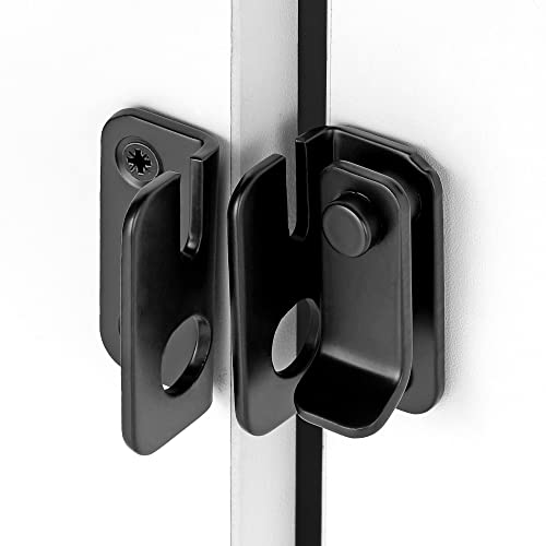 Iniret 2 Packs Flip Latches，1.81” X 1.77”Black Stainless Steel Thickened Heavy Duty Hasp Barn Gate Flip Door Latch Door Lock,Sliding Door Antique Lock Wine Cabinet Closet Door Latches-Right Open #TOP4