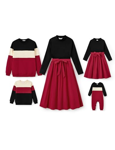 Family Matching Outfits Women Dresses Burgundy