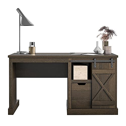 Knox County Single Pedestal Computer Desk, Brown Oak Brown Oak #TOP5