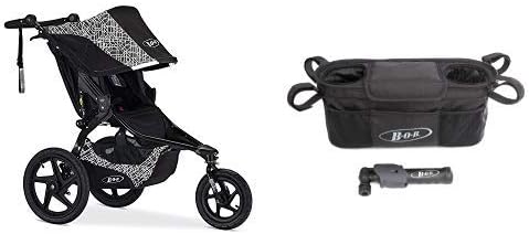 BOB Revolution Flex 2.0 Jogging Stroller; Lunar and Console with Tire Pump for Single Jogging Strollers