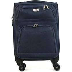 Tela Para Maletas JL Maleta de Tela con Cierre Azul de combinación Lateral MD de Mano Cabina 4 Ruedas 360º