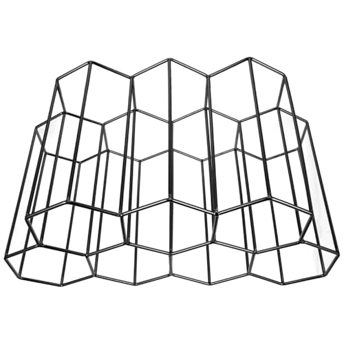 Soporte de vino de metal estilo panal 7 huecos negro miniatura 1