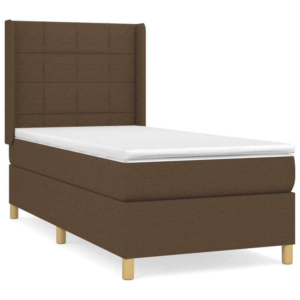 Generisch Łóżko kontynentalne, tapicerowane łóżko absorbuje wibracje, wspomaga sen i oddycha, nadaje się do sypialni, (ciemnobrązowe, 90 x 190 cm, blok z kwadratami)