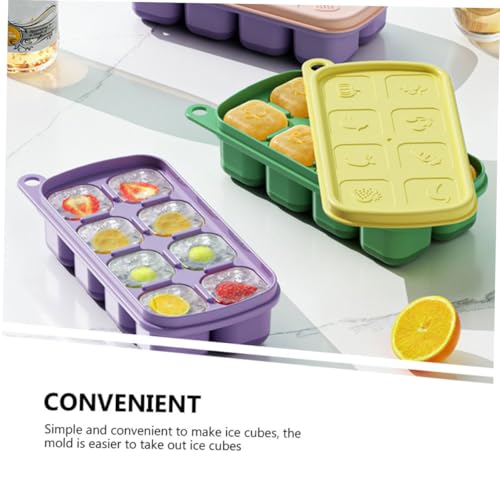 Set de 3 cubeteras con tapa para hielo, bandeja de 8 cubos miniatura 7