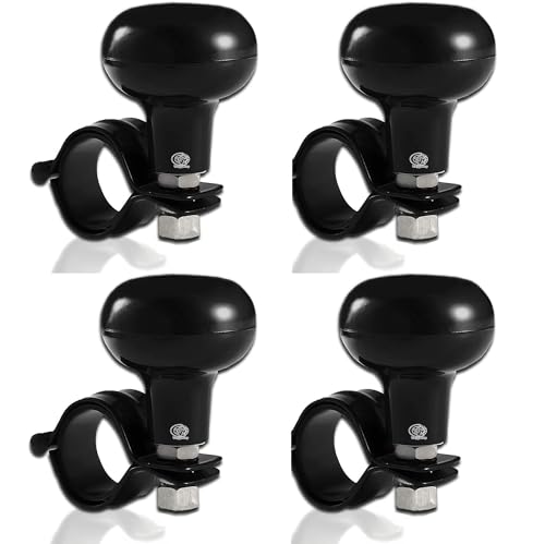 Vaygway Universal Fit Vehicle Steering Wheel Suicide Spinner Knob- Black Car Suicide Ball Power Handles- Vehicle Tractor Boat Black Spinner Knob- Wheel Accessories Arthritis Handicap Spinners (4 Pack)