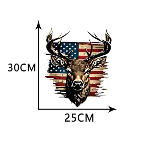 Image of Generic 2 Pcs American Flag Buck Deer Sticker, Vinyl Decal Sticker for Car, Truck, Computer, Wall, Any Clean Smooth Surface