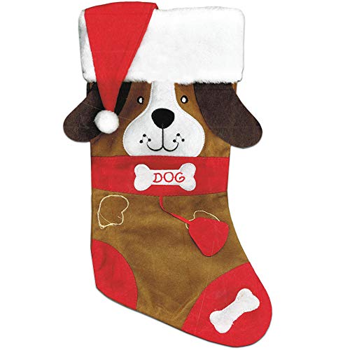 Regent Deluxe Dog Christmas Stocking - Embroidered 18 Inch Holiday Stocking for Dogs and Puppies (Pet Christmas Stocking)