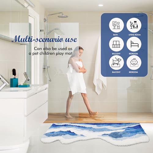 Tapete Wave Ocean de Microfibra, Antideslizante, 81x43 cm miniatura 6
