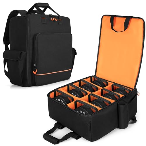 Luxja Sac de Lumière de Fête (Sac à Dos) Convient à 8 Lumières Par, Sac de Rangement pour Lampe de Scène avec Séparateur Intérieur et Poches pour Accessoires, Noir