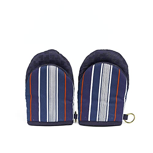 Nautica Home Kitchen Mini Mitts With Silicone Palm, Heat Resistant Up To 500 Degrees F, Cotton Potholders For Cooking, Set Of 2, Navy Multi Stripe #TOP4