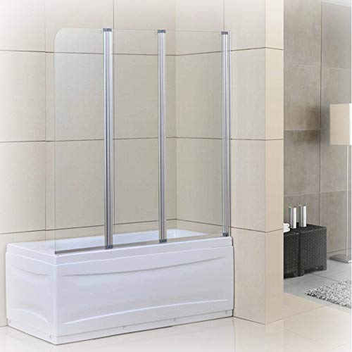 Goodyo Pivot Glass Shower Door 51x55 inch Hinged 3 Folding Semi-frame Bathtub Shower