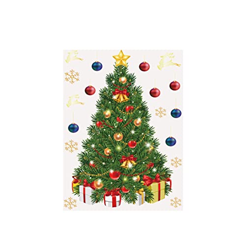 Autocollants pour Fenêtre De Noël Autocollants de Sapin de Noël Boules colorées de Sapin de Noël Décorations de Noël Stickers Decoration Noel Voiture (Gold-2, One Size) Cover