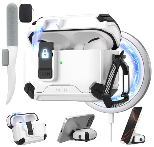 Maxjoy AirPods Pro 3 �P�[�X�J�o�[ 2025 �������b�NMagSafe�t�� Apple AirPod Pro��3����ɑΉ� (�z���C�g�AAirPods Pro 3 �P�[�X�J�o�[ 2025)