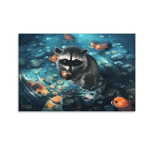 TJLROUVNK Pandas Menores Cuadro En Lienzo Pez Murales Decoración De Pared Lienzo Decorativo Pintura Artee Moderna Decoración De Baño, Salón 08x12inch(20x30cm)