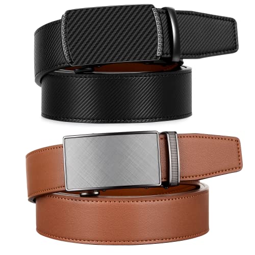 Image of Zitahli Leather Ratchet Belt for Men - 2 Pack Mens belt,Customizable Fit