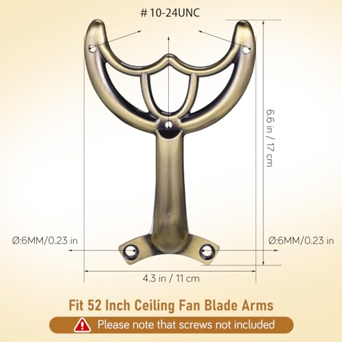 IMIKEYA Ceiling Fan Blade Arms Replacement Parts 52 Inch Bronze Finish Metal Fan Blade Arm Bracket Kit - Universal Sturdy Alloy Repair Accessories for Home Indoor Living Room by IMIKEYA - Image 4