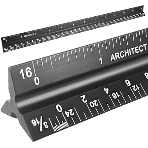 Architectural Scale Ruler,12" Aluminum Architect Triangular Ruler Engineers Ruler,Construction rulers for Architects, Blueprint,Students, Draftsmen and Engineers by Soraco(Black) Cover
