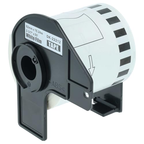 vhbw Rollo de etiquetas con soporte 62 mm x 15,24 m (1 etiqueta) compatible con Brother PT QL-700, QL-710 impresora de etiquetas - premium blanco